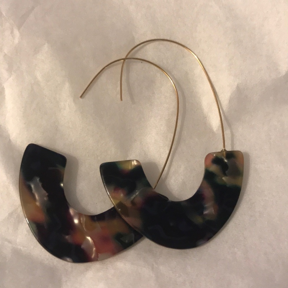 Acrylic Marbled U Earrings